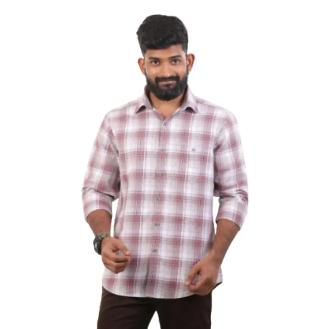 Red Milange Checked Shirt for men