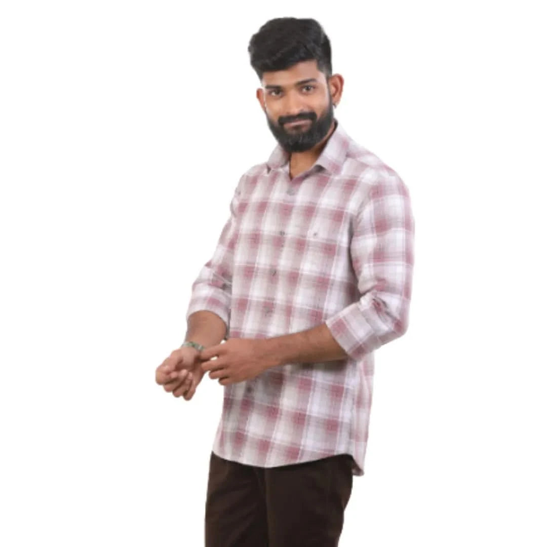 Red Milange Checked Shirt for men