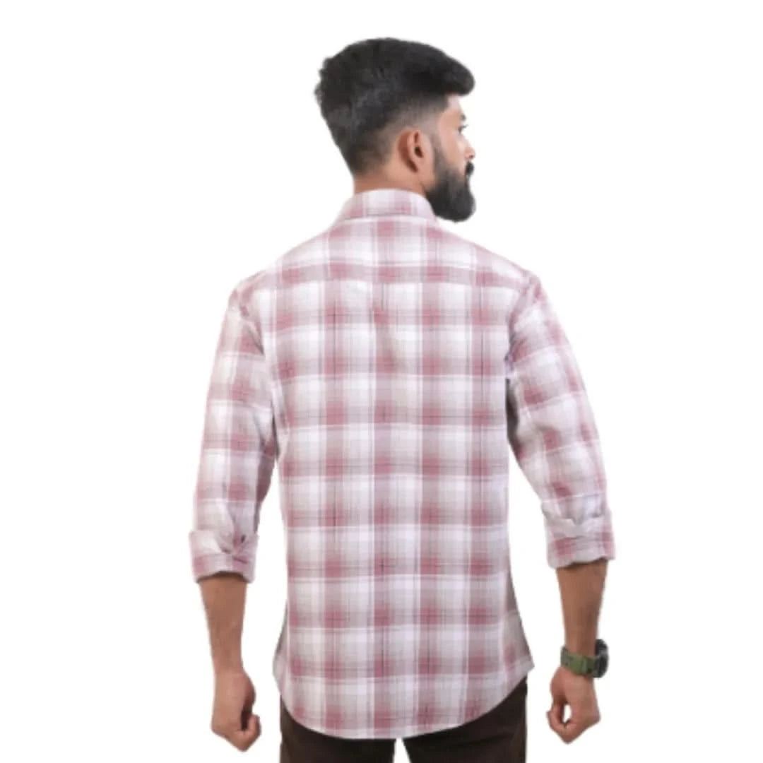 Red Milange Checked Shirt for men