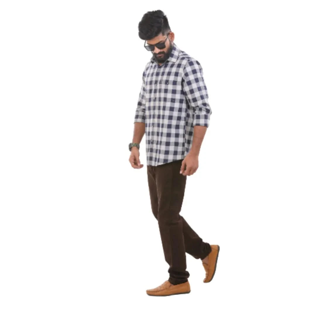 Black Milange Checked Shirt for Men