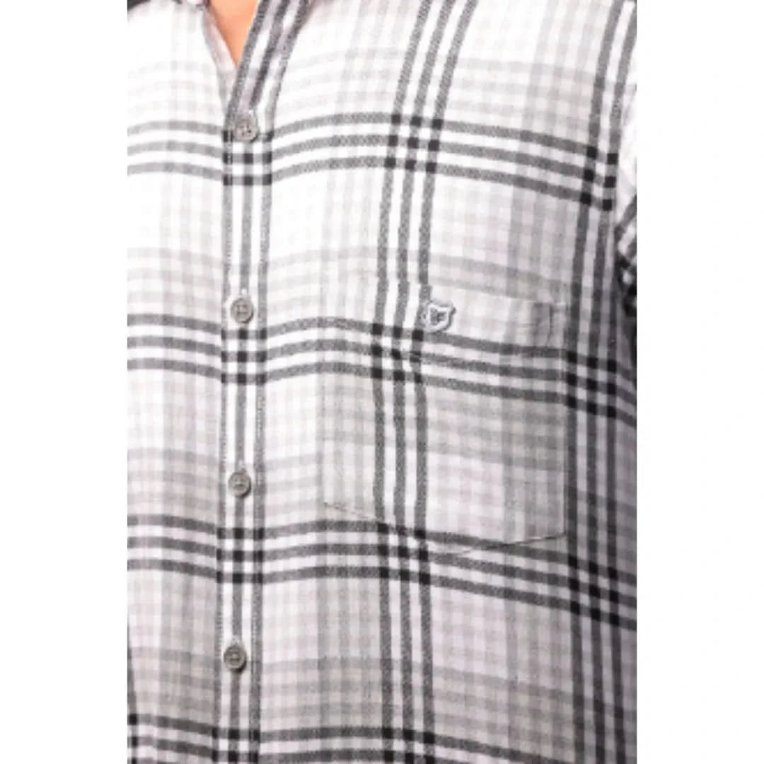 Black and White Melange Checked Shirt For Men