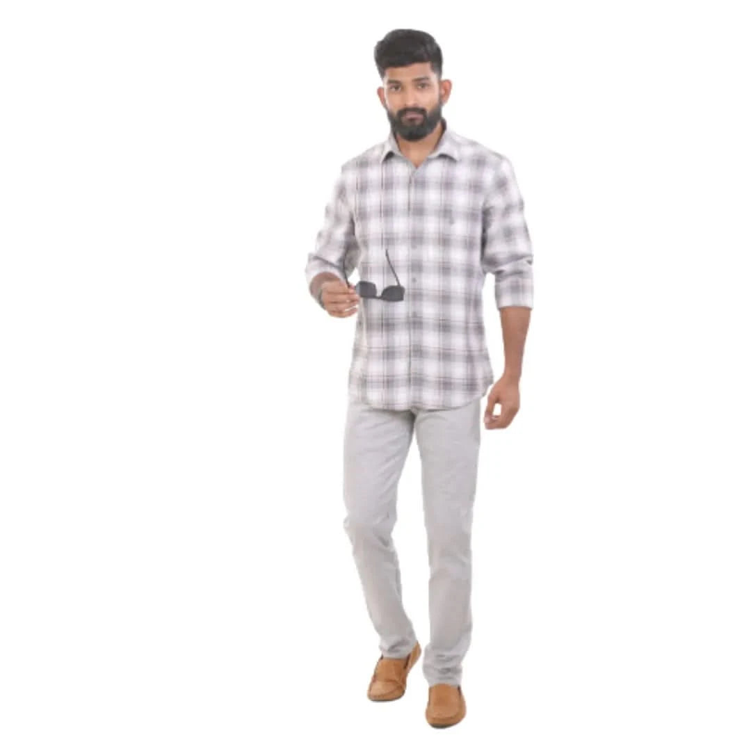 Blue Melange Checked Shirt For Men - 4188