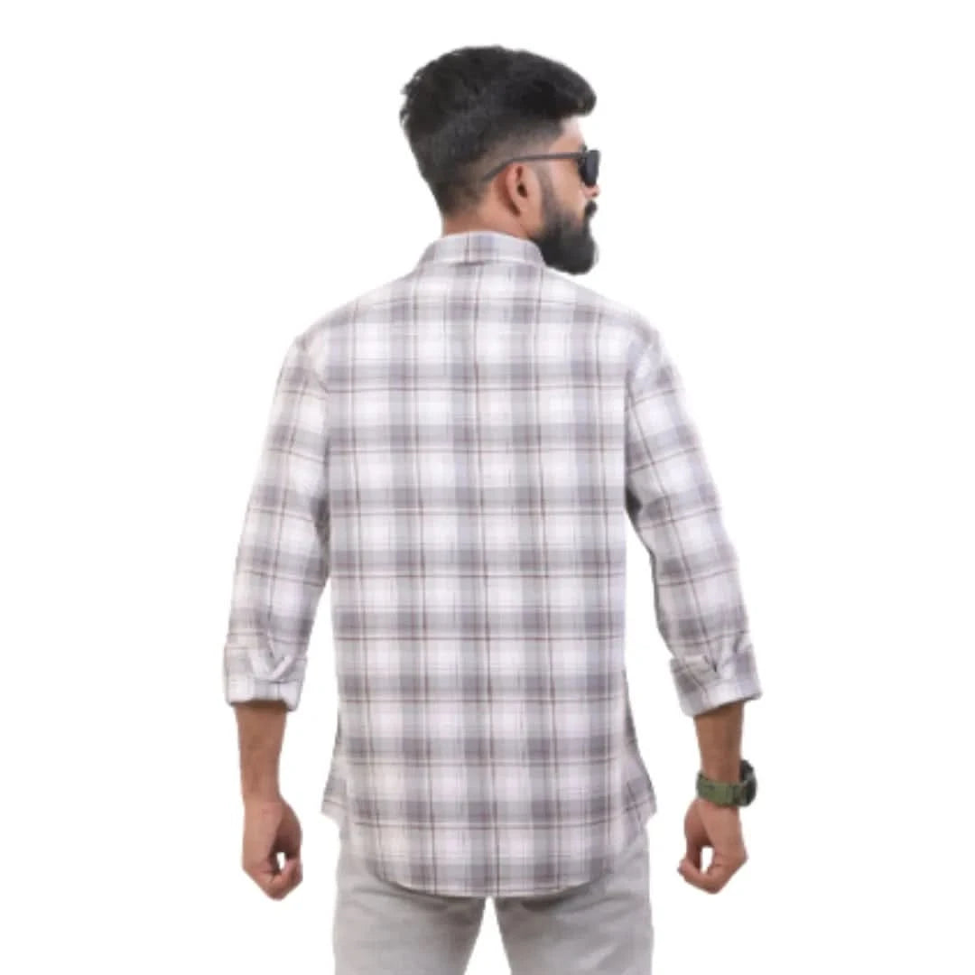 Blue Melange Checked Shirt For Men - 4188