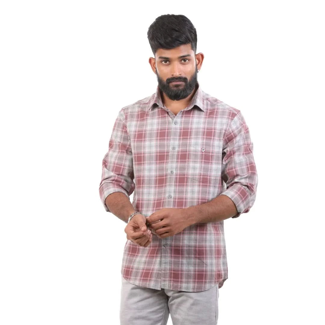 Maroon Milange Checked Shirt for Men