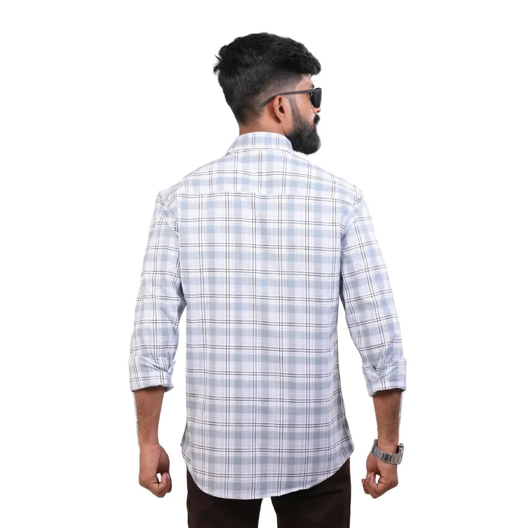 Grey Oxford Checked Shirt for Men