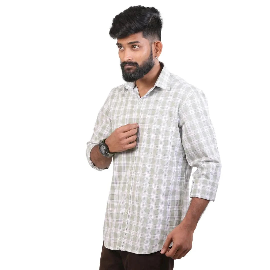 Green Oxford Checked Shirt for Men