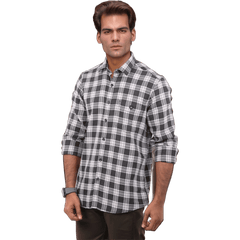 Grey Twill Checked Shirt For Men - 4586