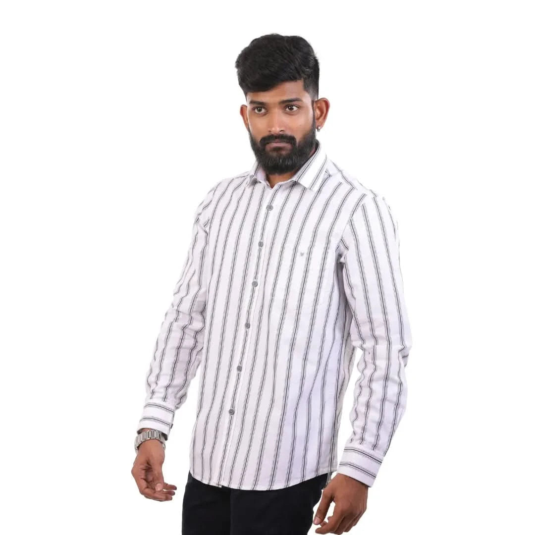 White Oxford Striped Shirt for men