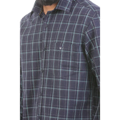 Navy Slub Checked Shirt For Men - 4838