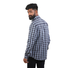 Navy Blue Oxford Checked Shirt For Men - 4899