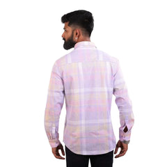 Pink Linen Checked Shirt  For Men - 4904