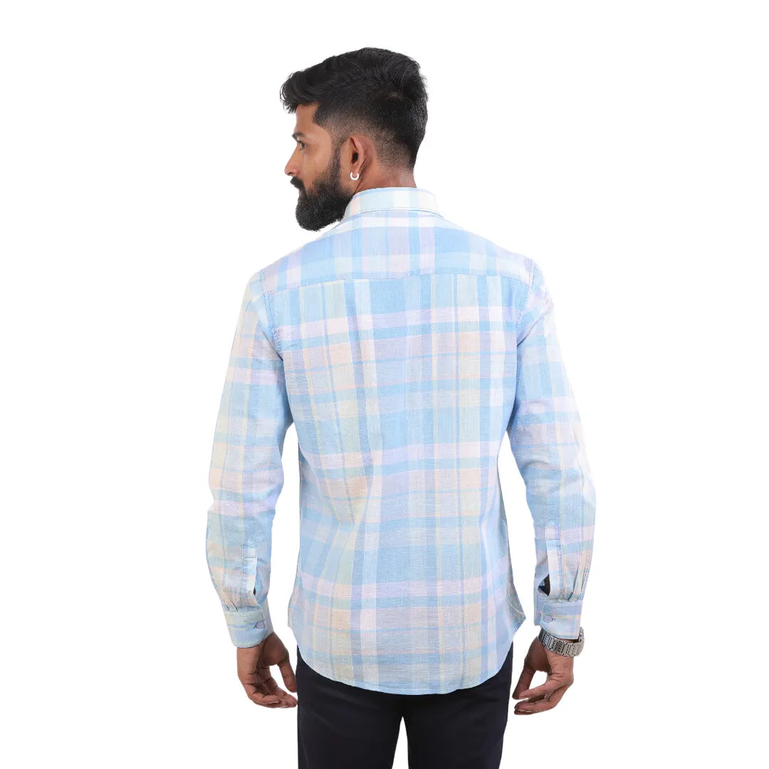 Pink Linen Checked Shirt  For Men - 4904