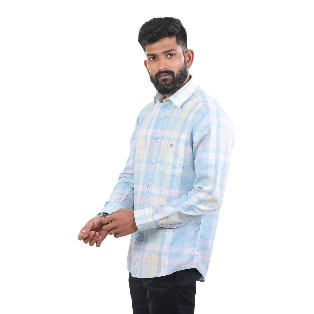 Pink Linen Checked Shirt  For Men - 4904