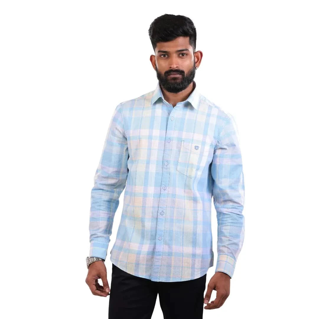 Pink Linen Checked Shirt  For Men - 4904