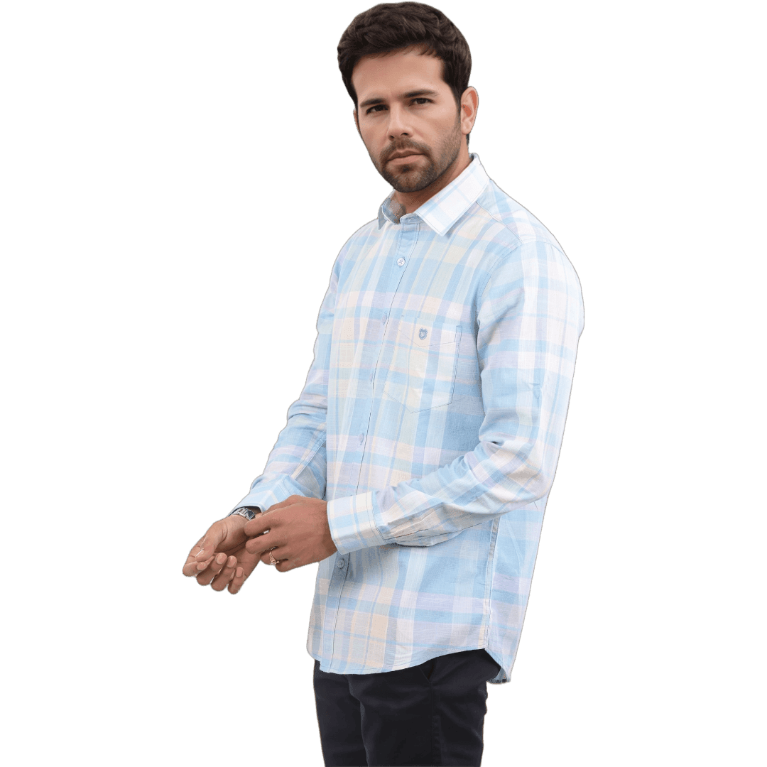 Ramar Blue And Yellow Checked Shirt