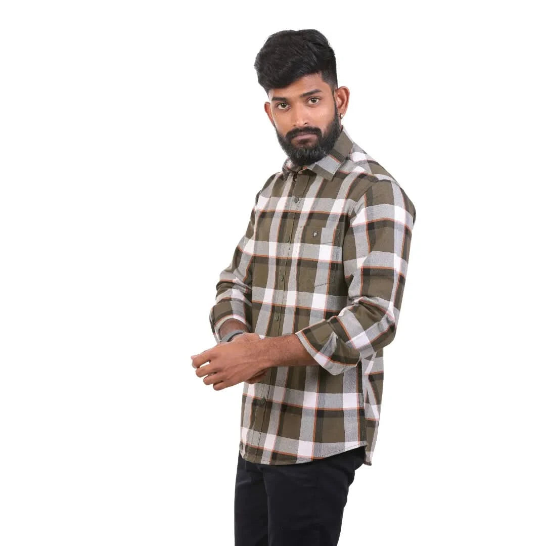 Green Gizza Checked Shirt For Men - 4924