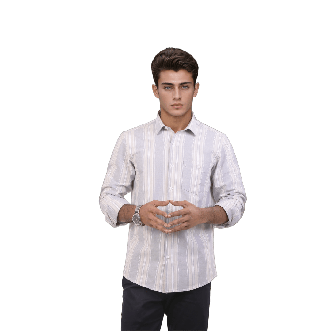 Botticelli Blue Striped Shirt For Men - Semi Formal Shirts (4929) - Botticelli
