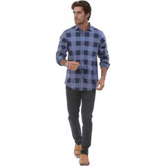 Blue Chambray Checked Shirt For Men - 4938 - Botticelli