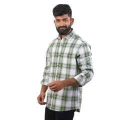 Green And White Oxford Checked Shirt For Men - 4941