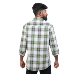 Green And White Oxford Checked Shirt For Men - 4941