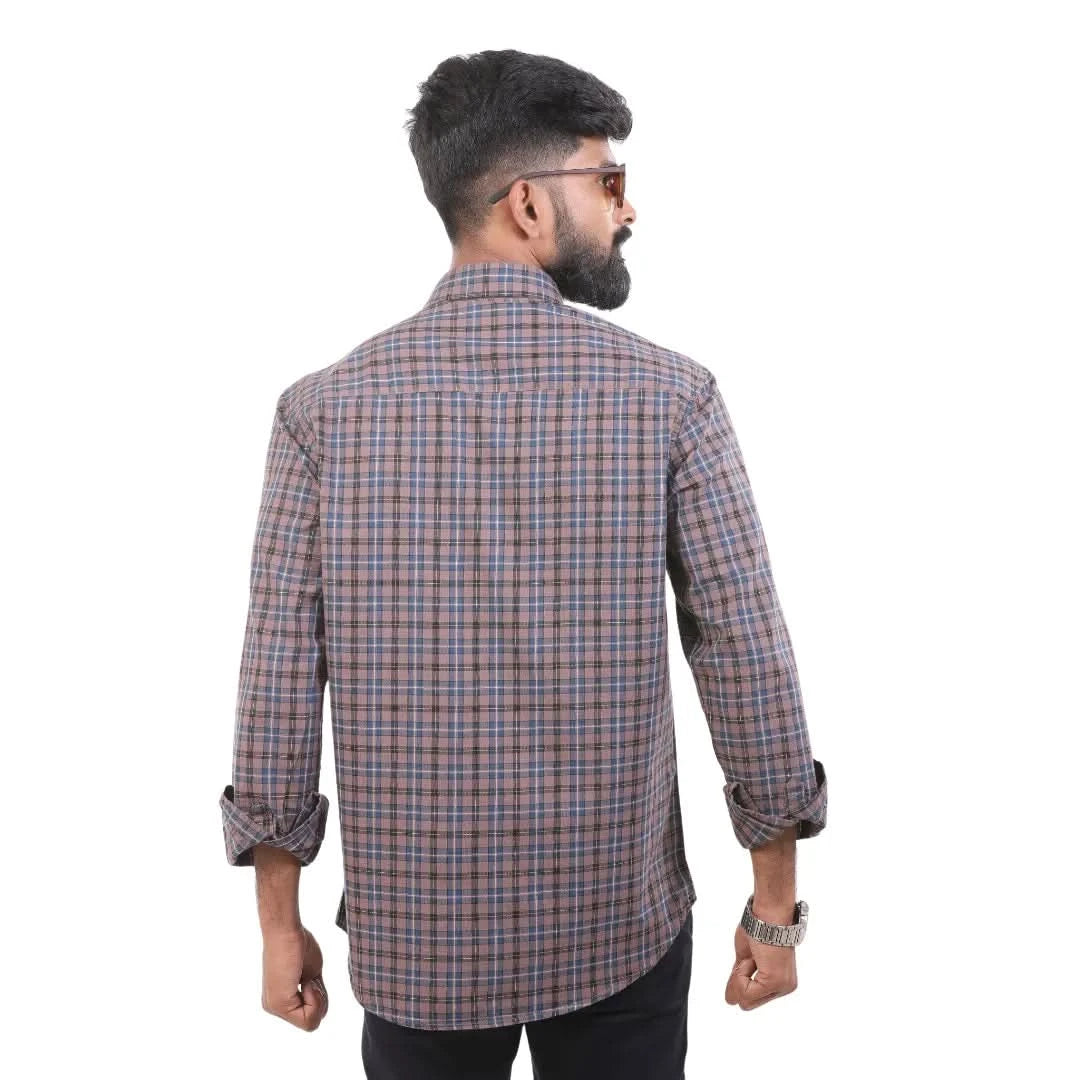 Brown Oxford Checked Shirt For Men - 4944