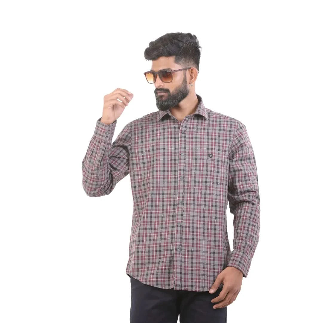 Brown Oxford Checked Shirt For Men - 4944