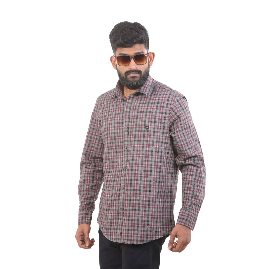 Brown Oxford Checked Shirt For Men - 4944