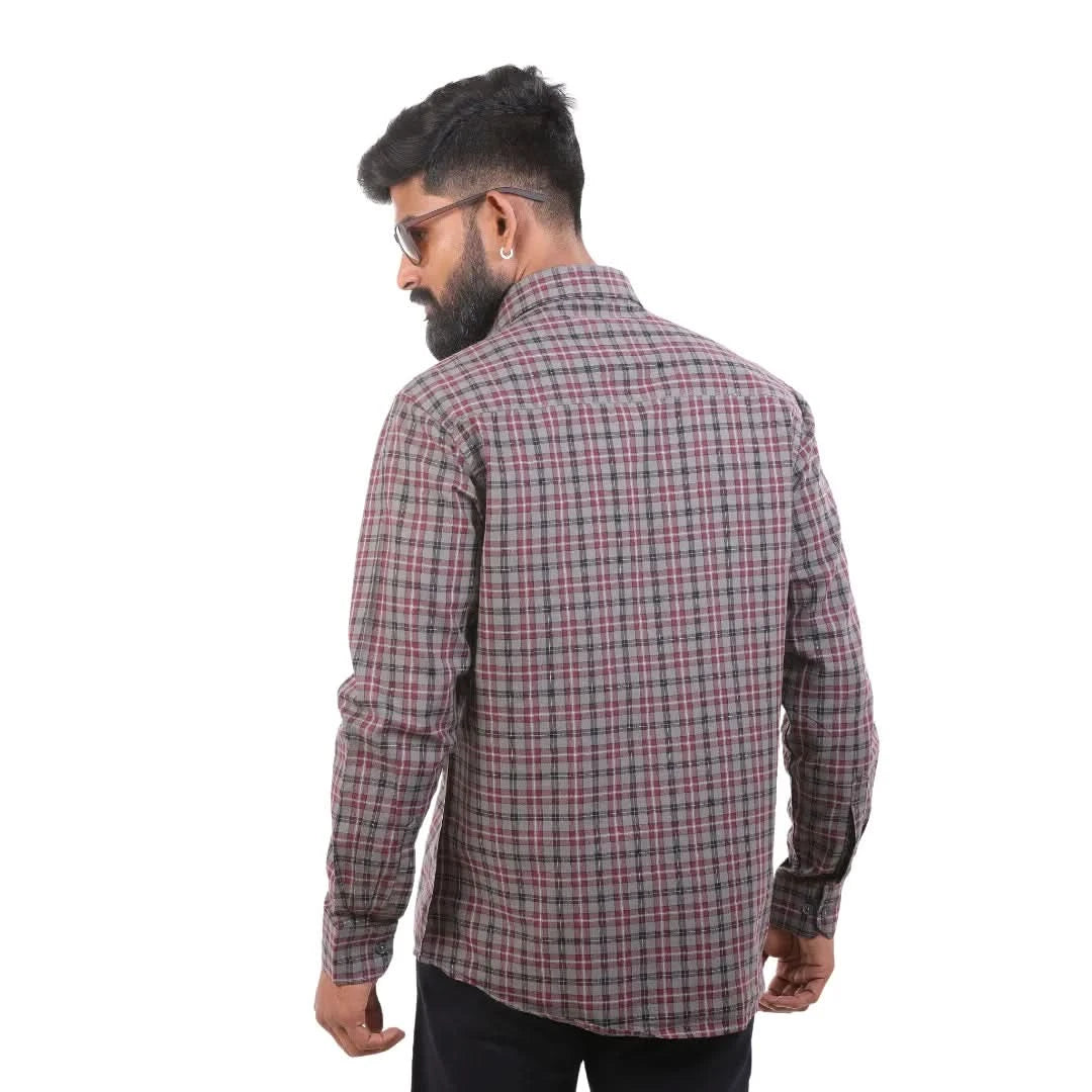 Brown Oxford Checked Shirt For Men - 4944