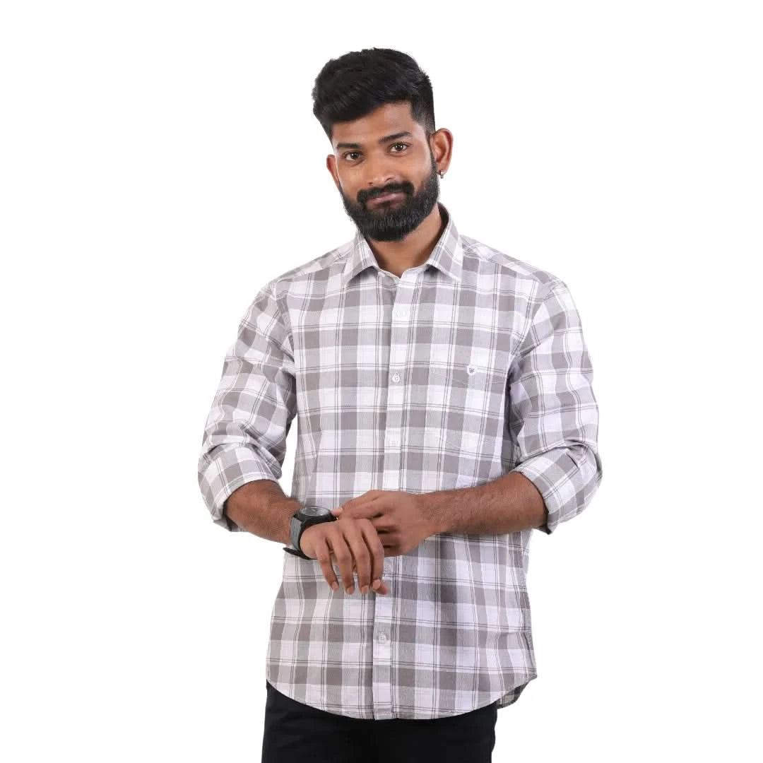 Teal Green Oxford Checked Shirt For Men - 4945