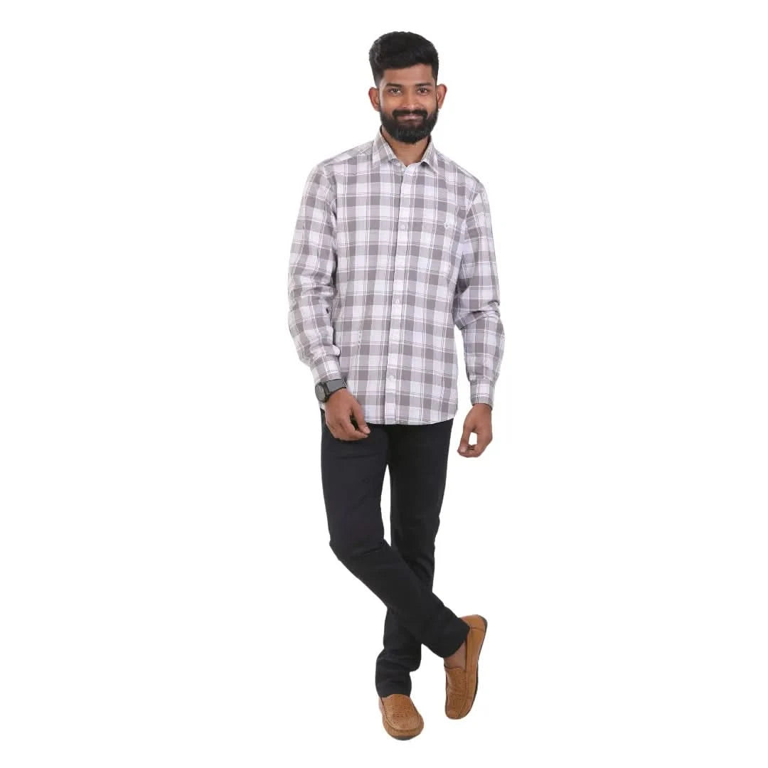 Teal Green Oxford Checked Shirt For Men - 4945