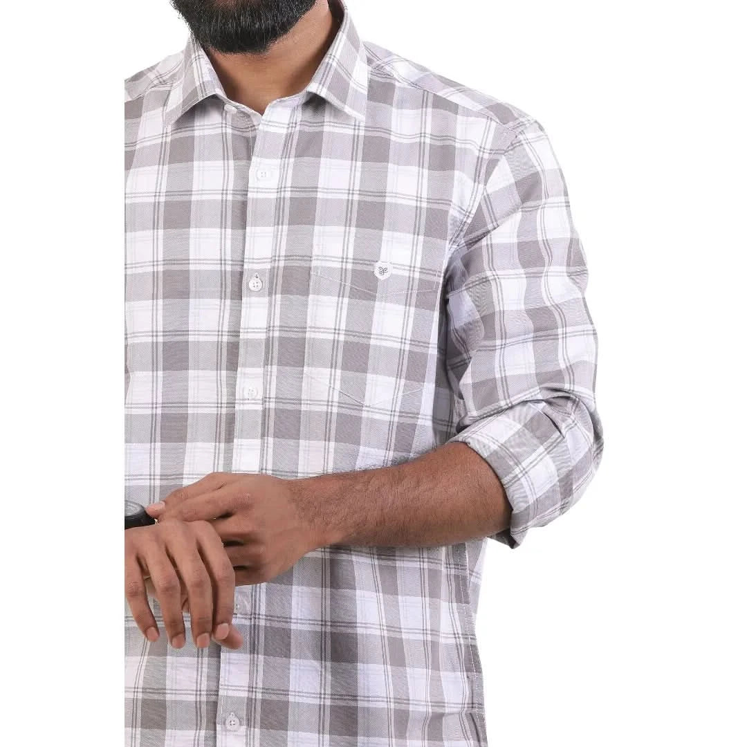 Teal Green Oxford Checked Shirt For Men - 4945