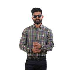 Green And Blue Oxford Checked Shirt For Men - 4950