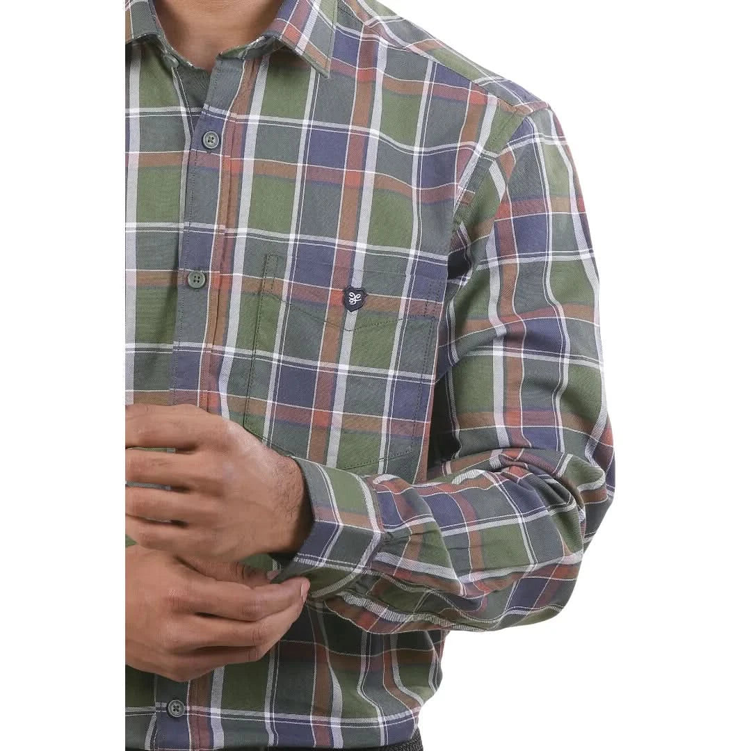 Green And Blue Oxford Checked Shirt For Men - 4950