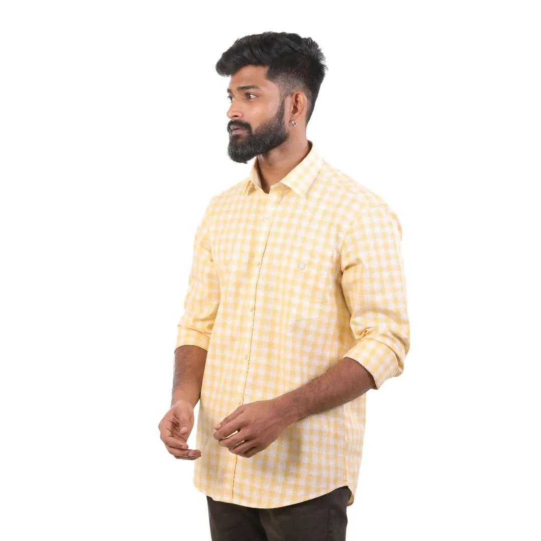 Yellow Gizza Checked Shirt For Men - 4972