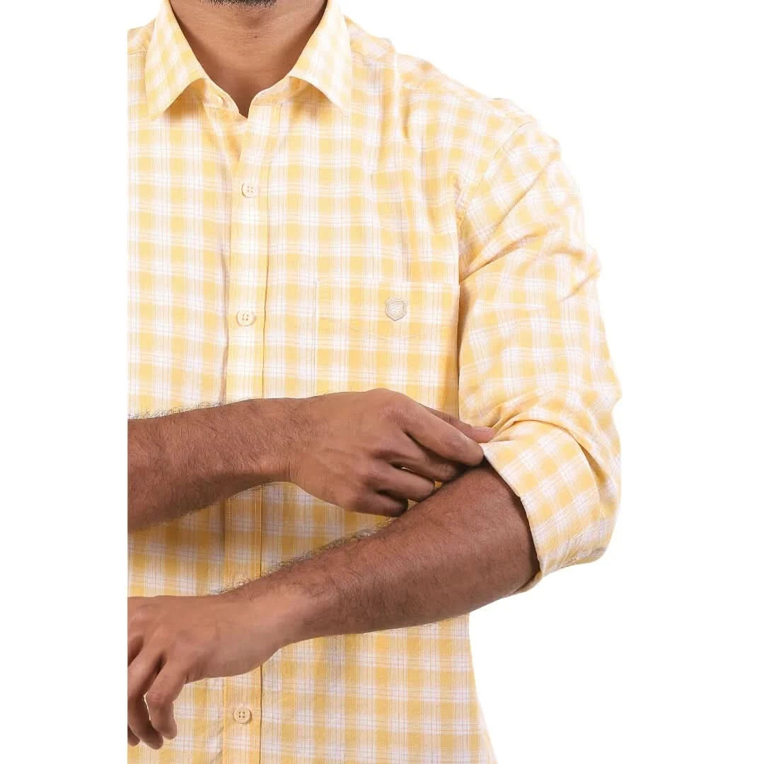 Yellow Gizza Checked Shirt For Men - 4972