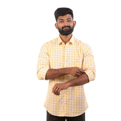 Yellow Gizza Checked Shirt For Men - 4972