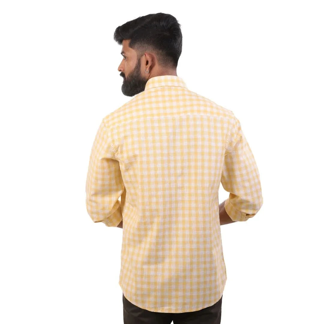 Yellow Gizza Checked Shirt For Men - 4972