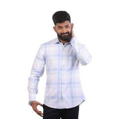 Blue Gizza Checked Shirt For Men - 4978