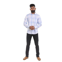 Blue Gizza Checked Shirt For Men - 4978