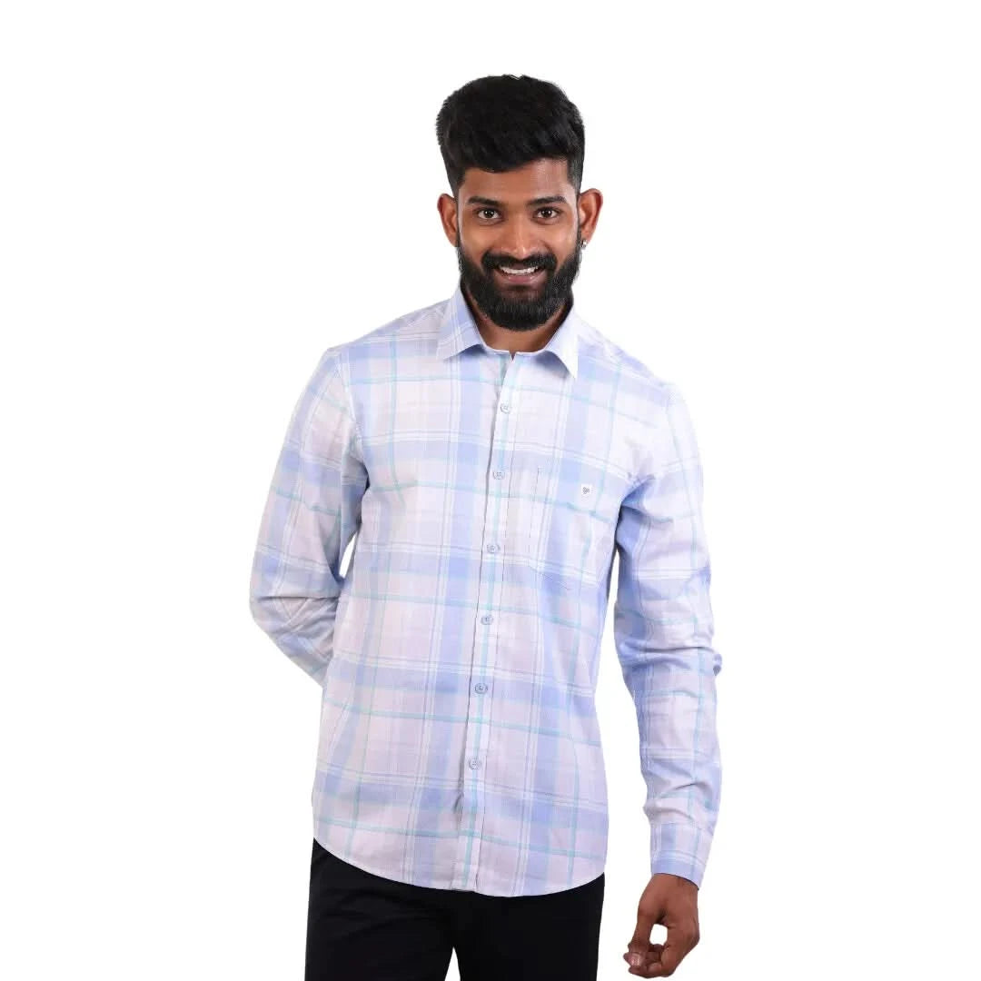 Blue Gizza Checked Shirt For Men - 4978