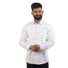 Green And White Gizza Checked Shirt For Men - 4980