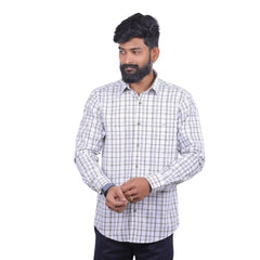 White Oxford Checked Shirt For Men - 4995