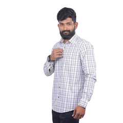 White Oxford Checked Shirt For Men - 4995