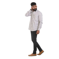 White Oxford Checked Shirt For Men - 4995