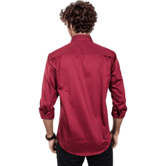 Botticelli Men Royal Maroon Partywear Shirt - Chest Embroidery Formal Shirts (5252) - Botticelli