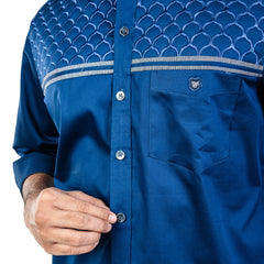 Men Navy Chest Embroidery Shirt- 5252