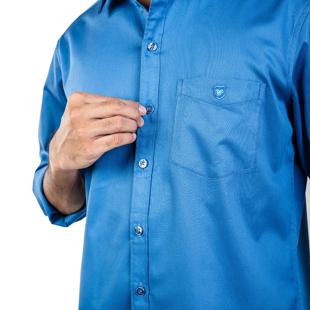 Men Parrot Blue Collar Work Shirt- 5256