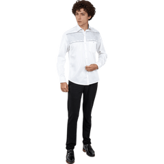 Botticelli Embroidery White partywear Shirt For Men - Chest Embroidery Formal Shirts (5265) - Botticelli