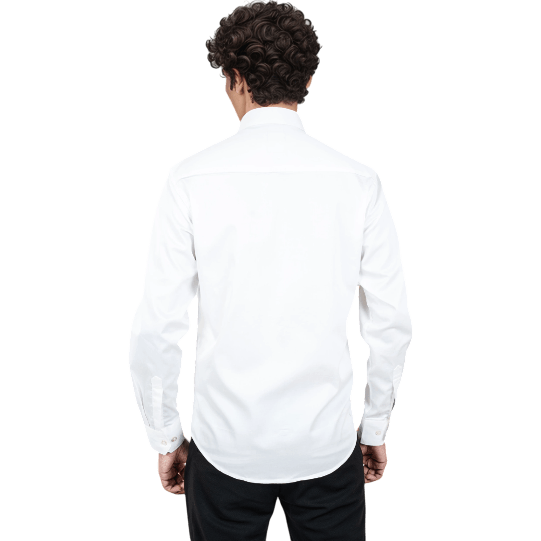 Botticelli Embroidery White partywear Shirt For Men - Chest Embroidery Formal Shirts (5265) - Botticelli