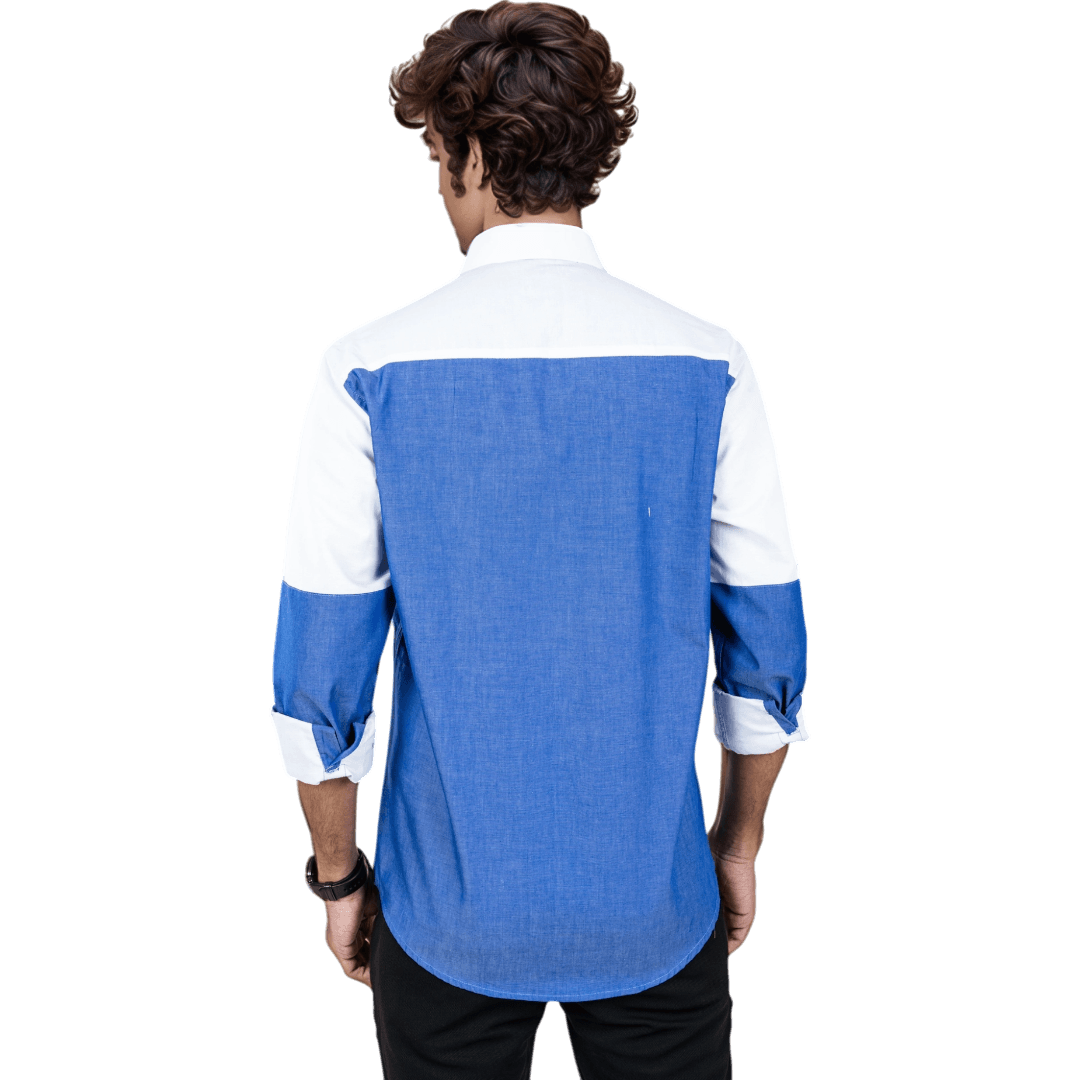 Botticelli Blue White Partywear Shirt For Men - Cotton Shirts (5267) - Botticelli